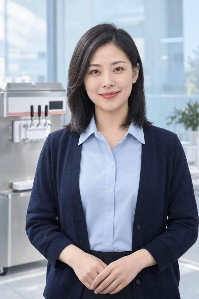 A sales specialist in a navy jacket