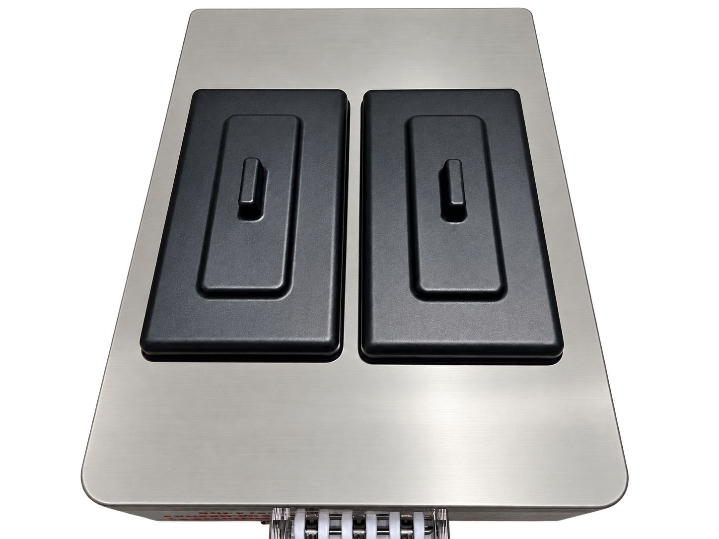 Top view of the two mix hopper lids.