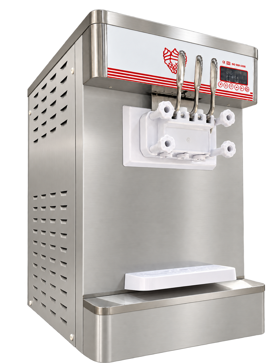 Three-quarter view of the countertop soft serve machine