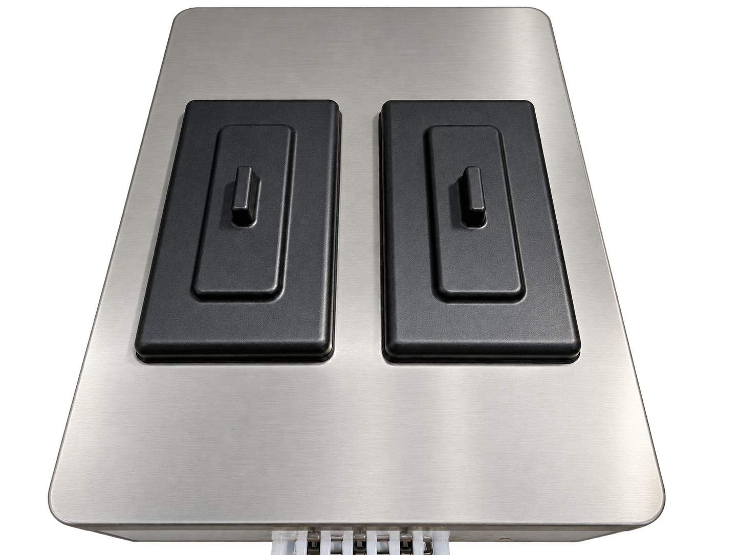 Two actual black top lids