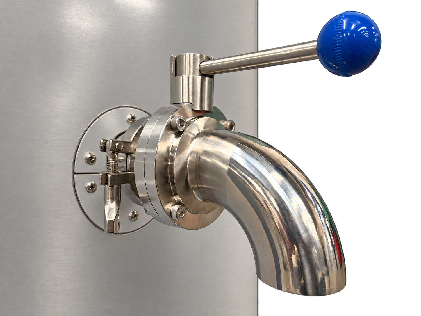 Front discharge outlet with manual handle