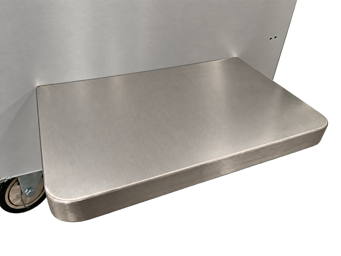 Receiving shelf below the outlet