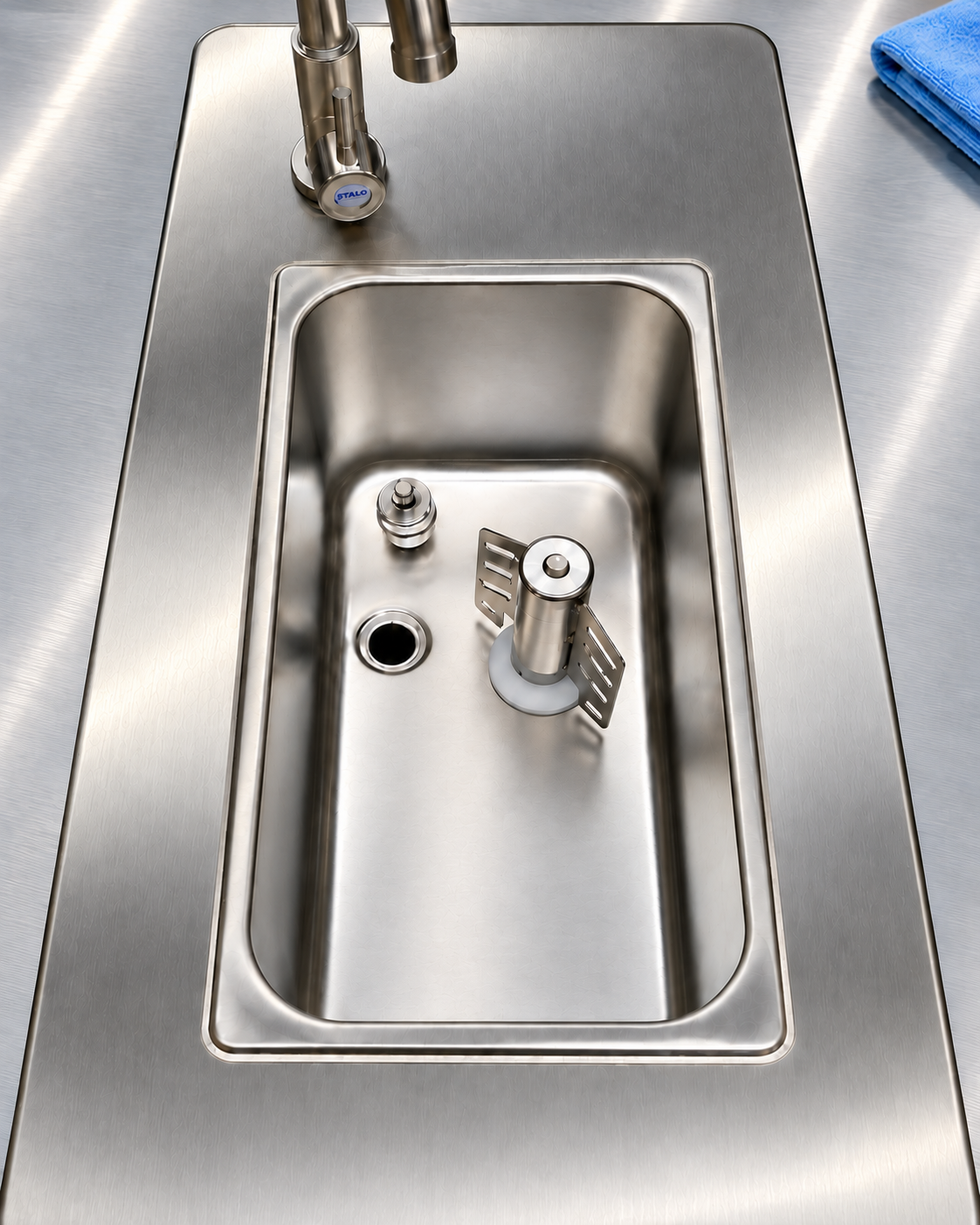 Open stainless-steel hopper with optional hopper agitator shown.