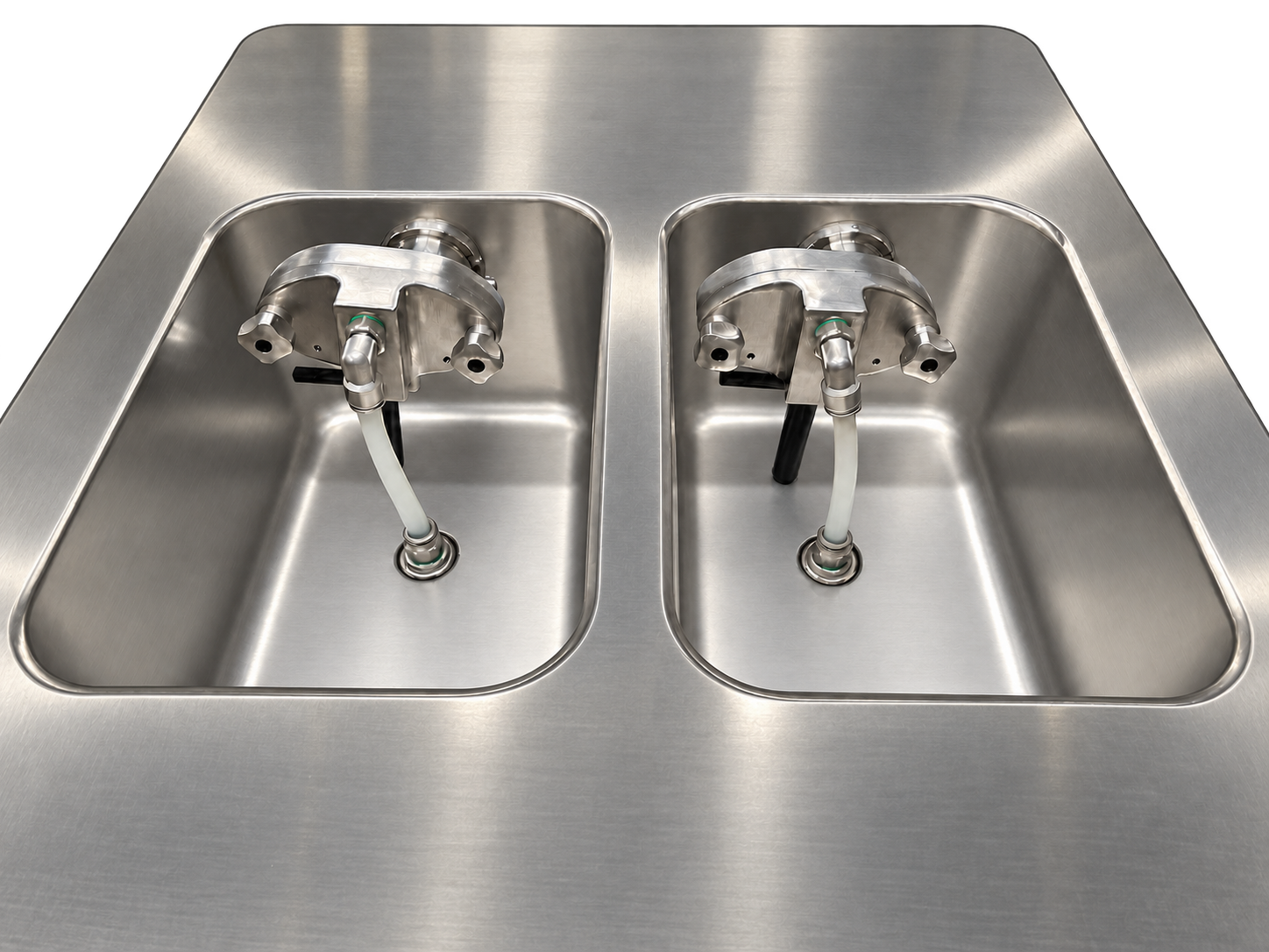 Two open mix hoppers with the optional pump components shown.